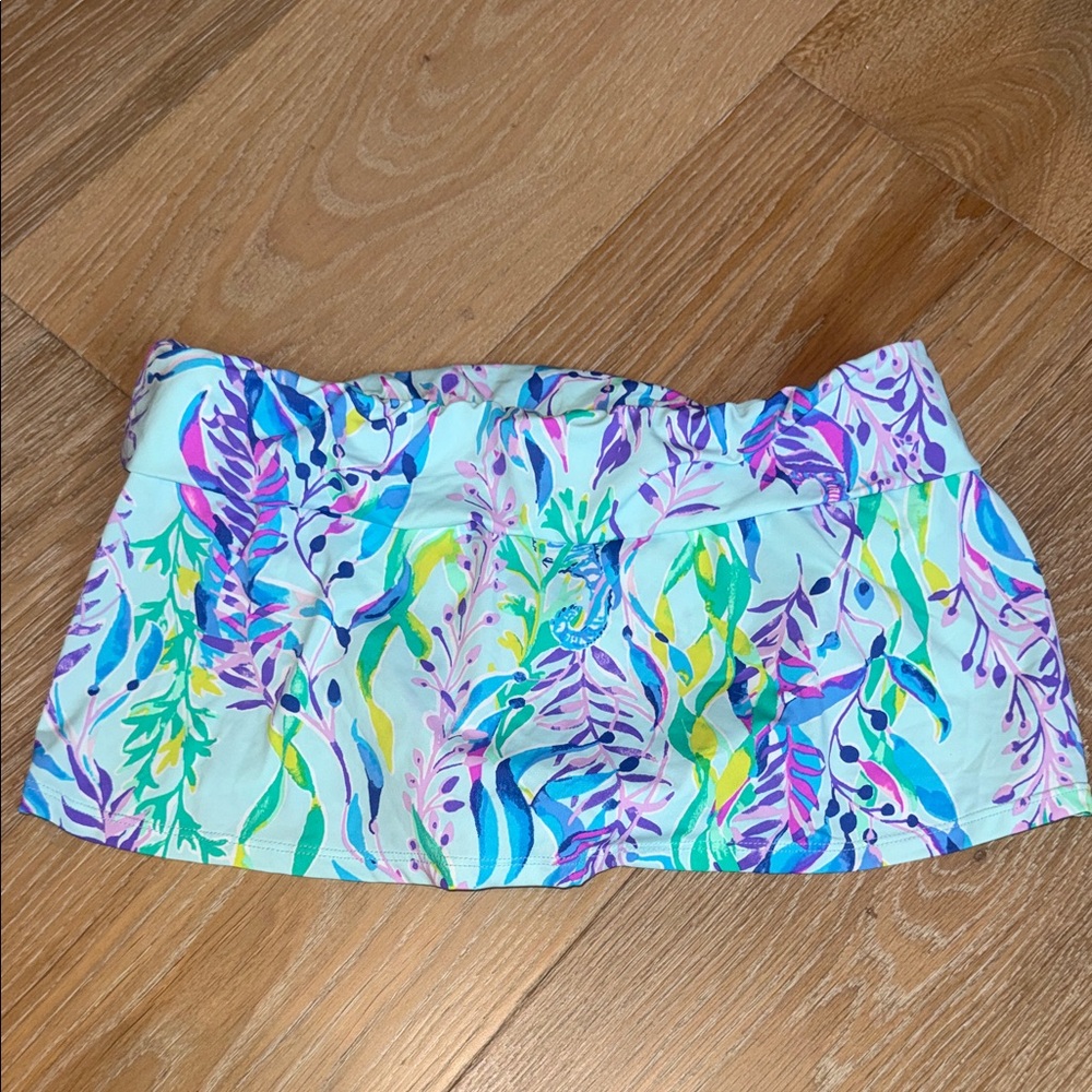 Lilly Pulitzer Pastel Aqua & Purple Leaf Swim Skirt - Picture 4 of 4